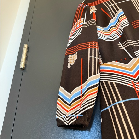 Joan Curtis size 12 (fits size 8-10) Long Sleeve Bishop Dress Geometric Pattern - Picture 6 of 15